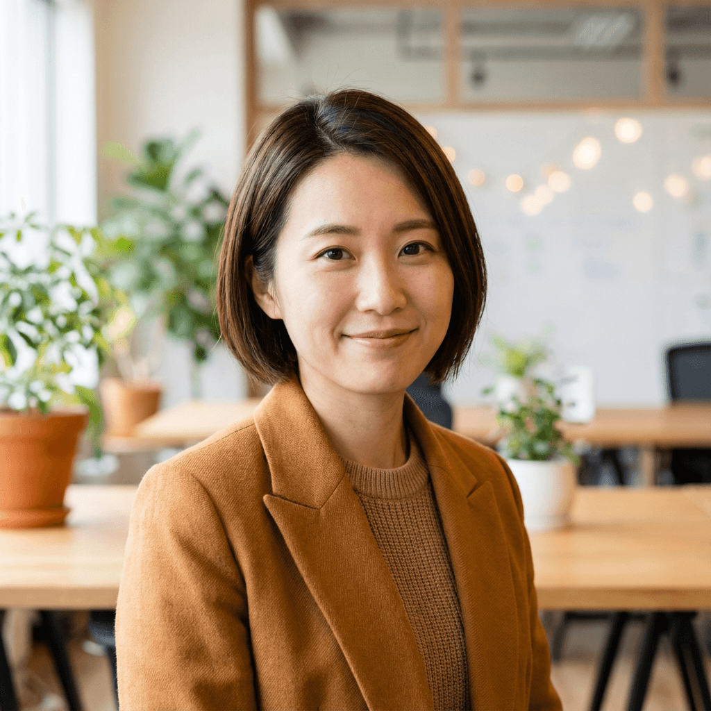 Rachel Kim smiling in a bright community kitchen