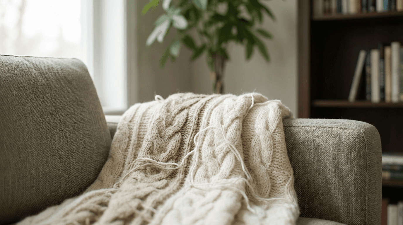 Cozy shelter interior in Detroit with soft natural light and tidy living space